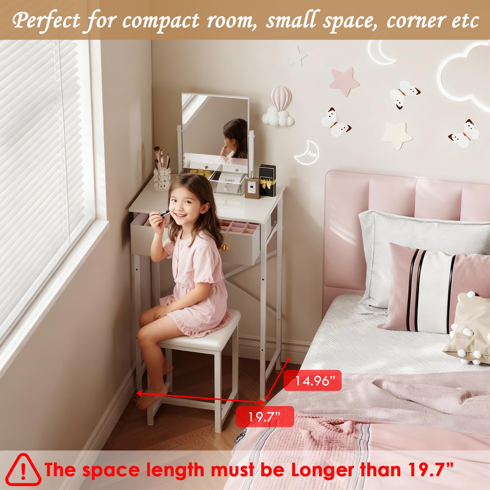 X-cosrack vanity desk with chair, comfortable seating for dressing and makeup