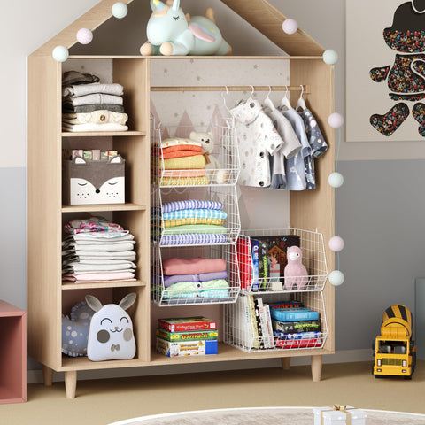 X-cosrack wire storage baskets offer clear visibility for quick item retrieval.