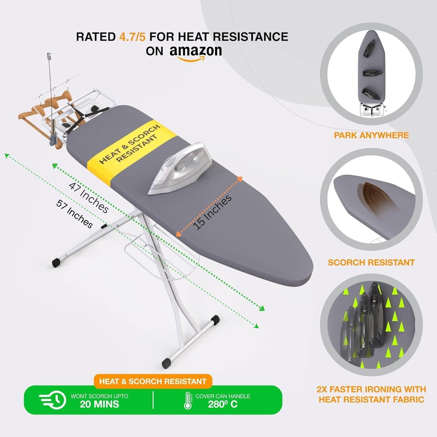 Xabitat built-in iron caddy keeps tools within reach during ironing