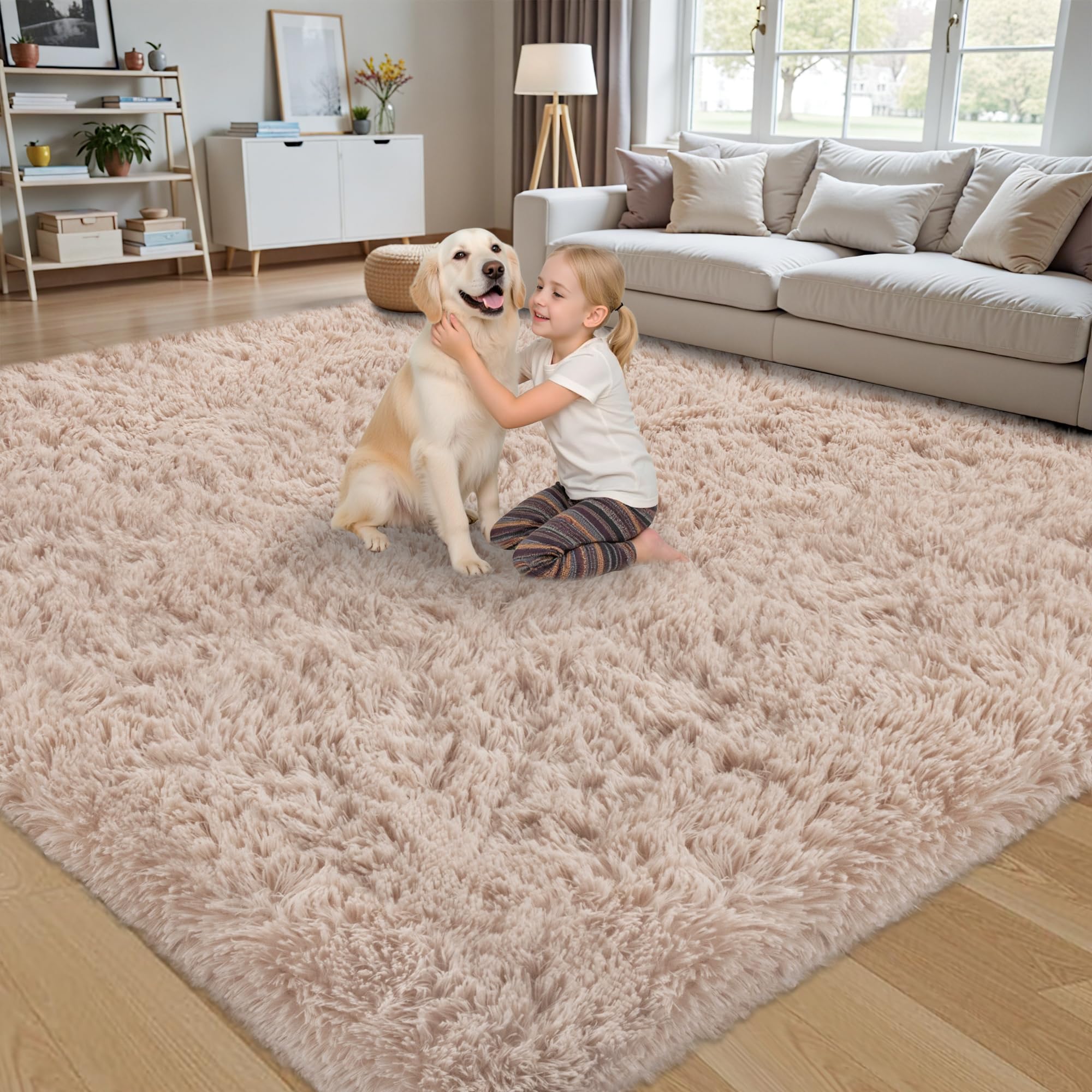 Xafir washable beige shag rug ready for easy cleaning.