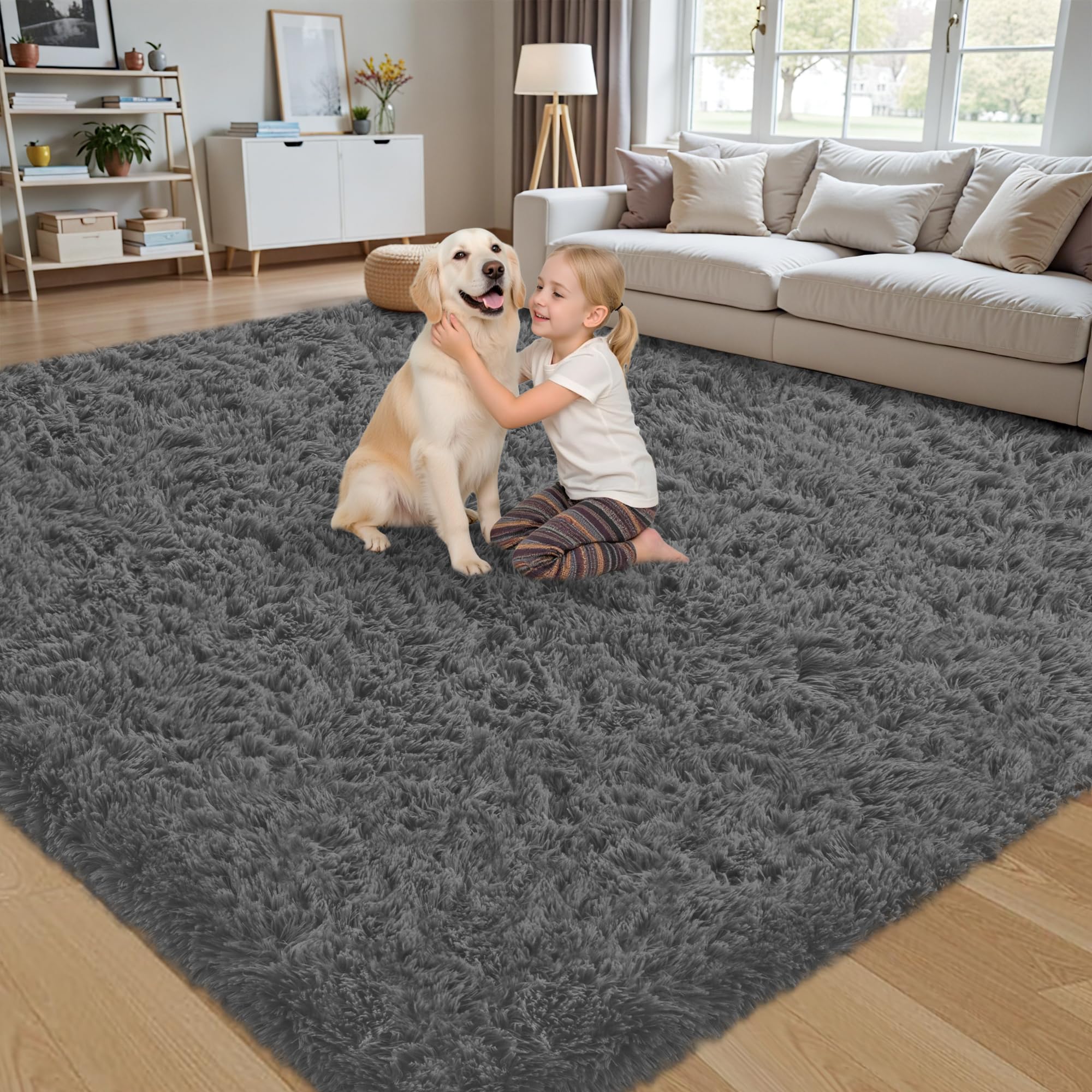 Xafir dark grey 8x10 rug with pile detail for plush underfoot comfort.