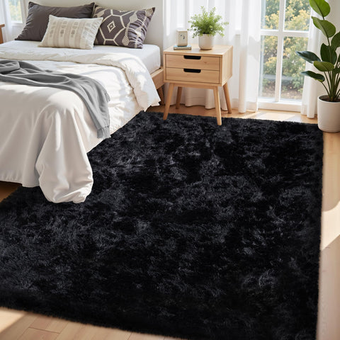 Xafir fluffy shag rug close-up shows dense pile for warmth.