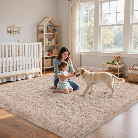 Xafir large-area beige rug ideal for high-traffic areas.