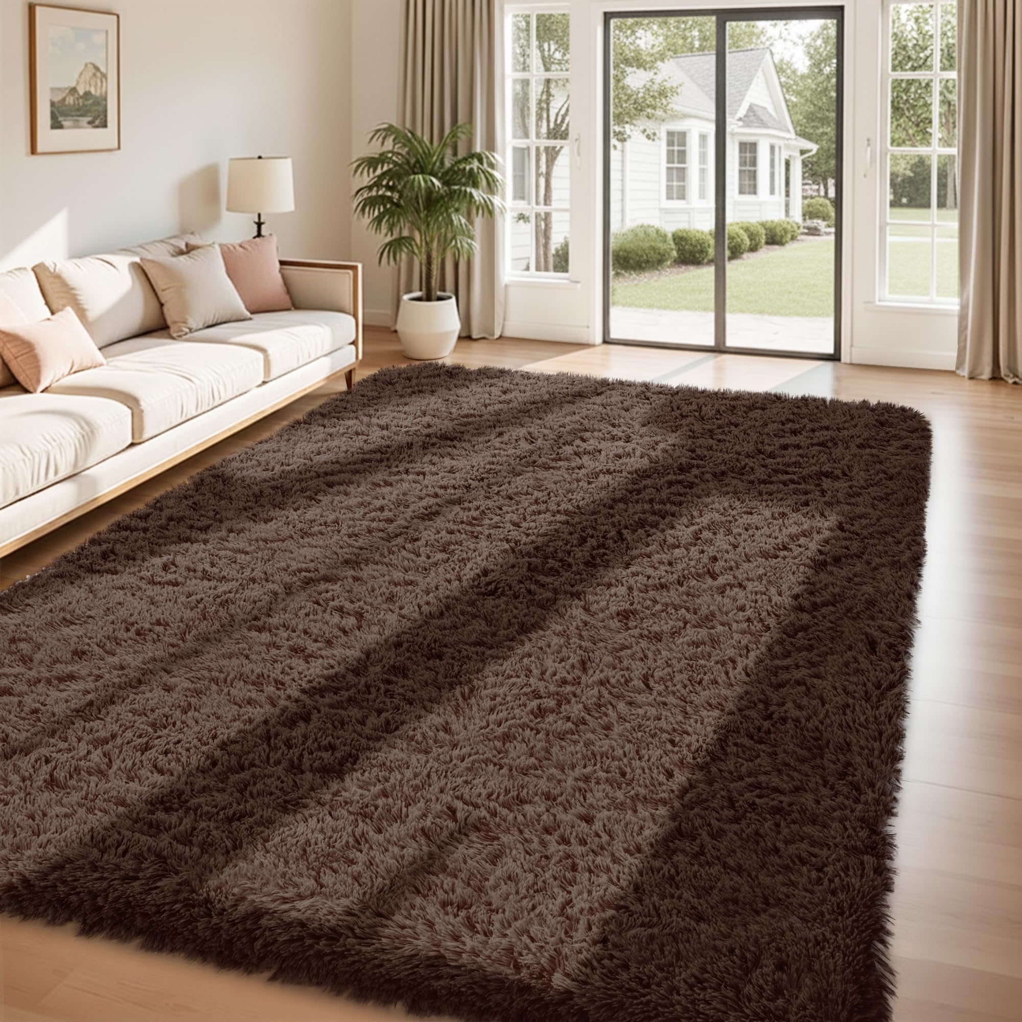 Xafir ultra-soft fluffy rug texture close-up highlights velvety touch.