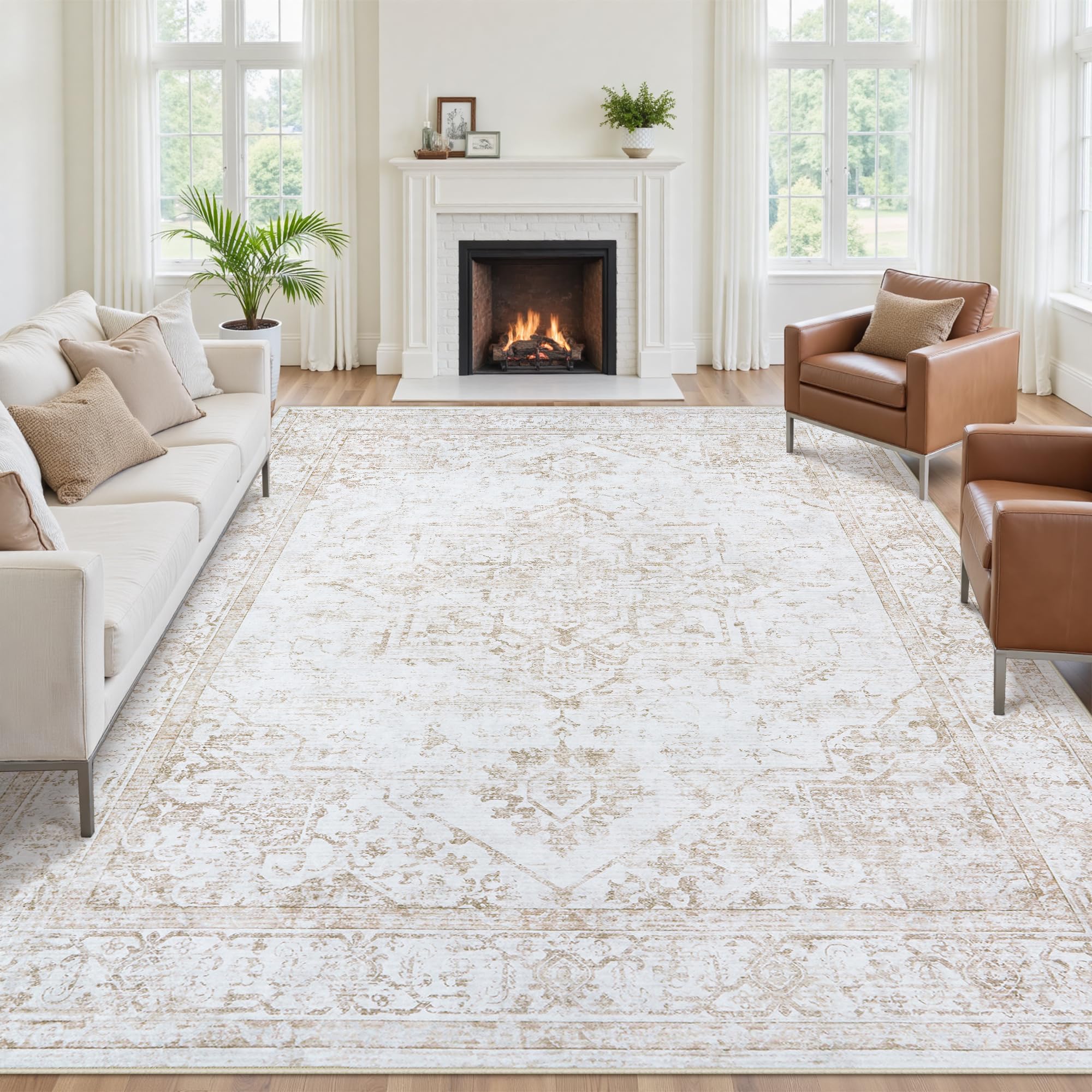 Xafir vintage medallion pattern rug enhances timeless living spaces.