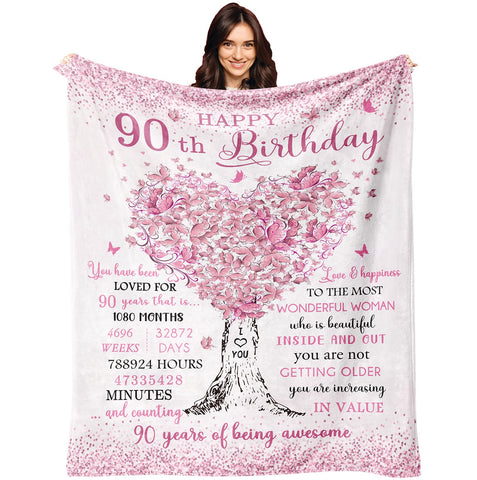 XALAZY 90th birthday blanket close-up shows plush, soft fabric ideal for gifting.