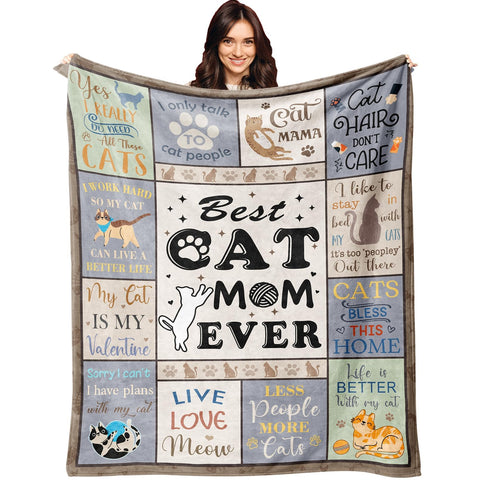 XALAZY cat mom blanket soft flannel for cozy warmth on the couch