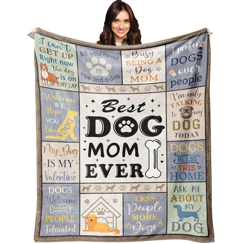 XALAZY dog mom blanket folded, showing soft flannel warmth for cozy moments