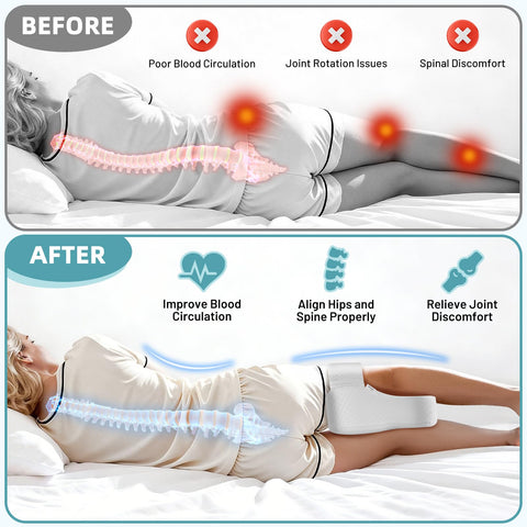 Xalugn knee pillow with non-slip grips stays in place during sleep.