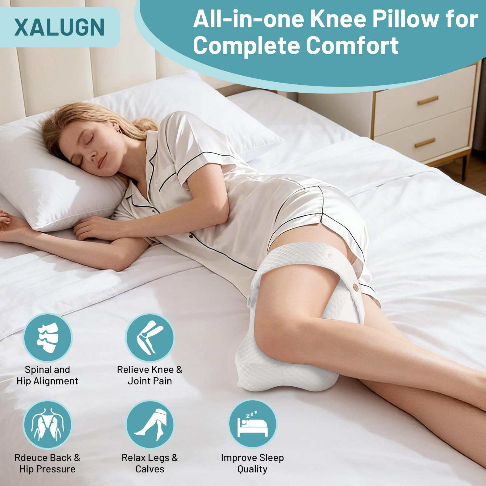 Xalugn spine and hip support eases fatigue during desk work and recovery.