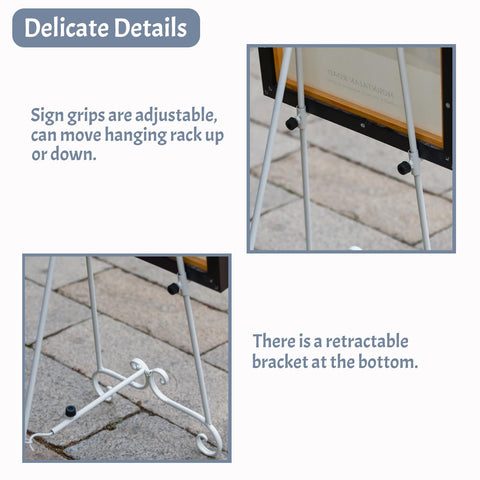 XAONIEN adjustable easel sign stand showing adaptable grip for different sizes