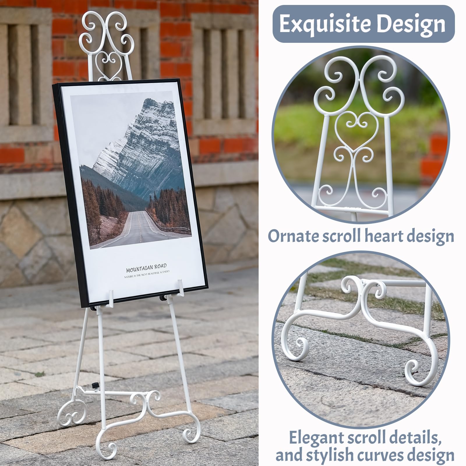 XAONIEN metal easel wedding sign display holding a sign in a ceremony setting