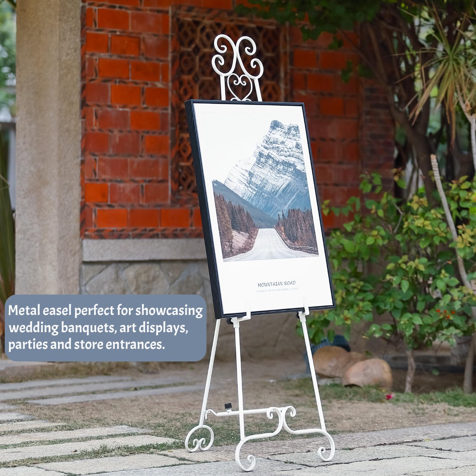 XAONIEN white easel stand highlighting photos with a clean modern backdrop