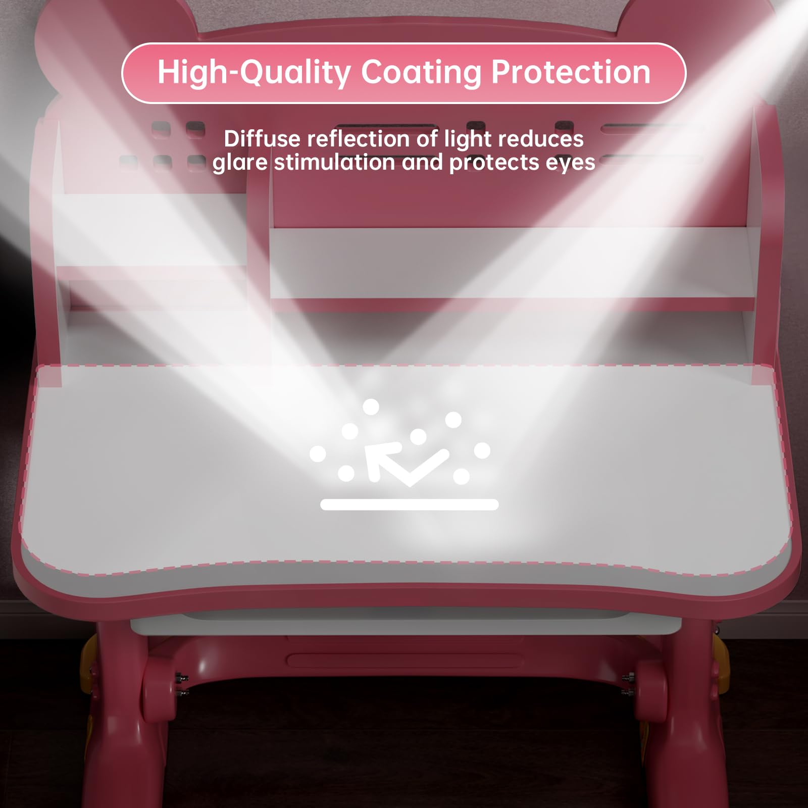 Xaperexi Kids Desk ergonomic rounded edges protect young users.