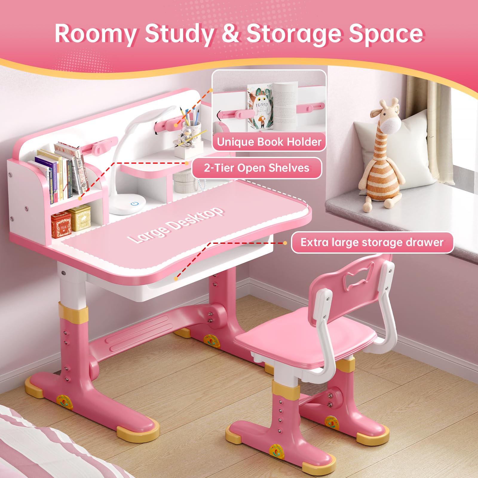 Xaperexi widened desktop provides ample space for screens and papers.