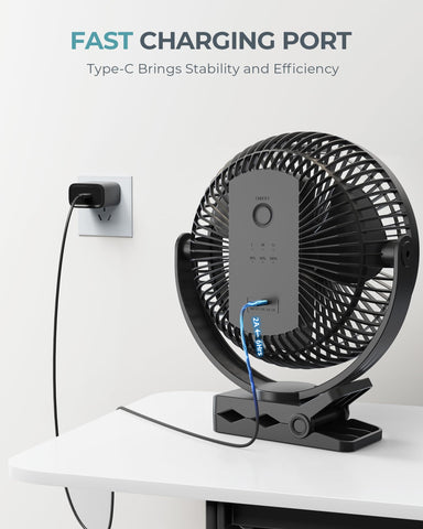 Xasla clip-on fan rotated 360 degrees to maximize airflow