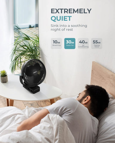 Xasla clip-on fan beside a treadmill for enhanced workout comfort