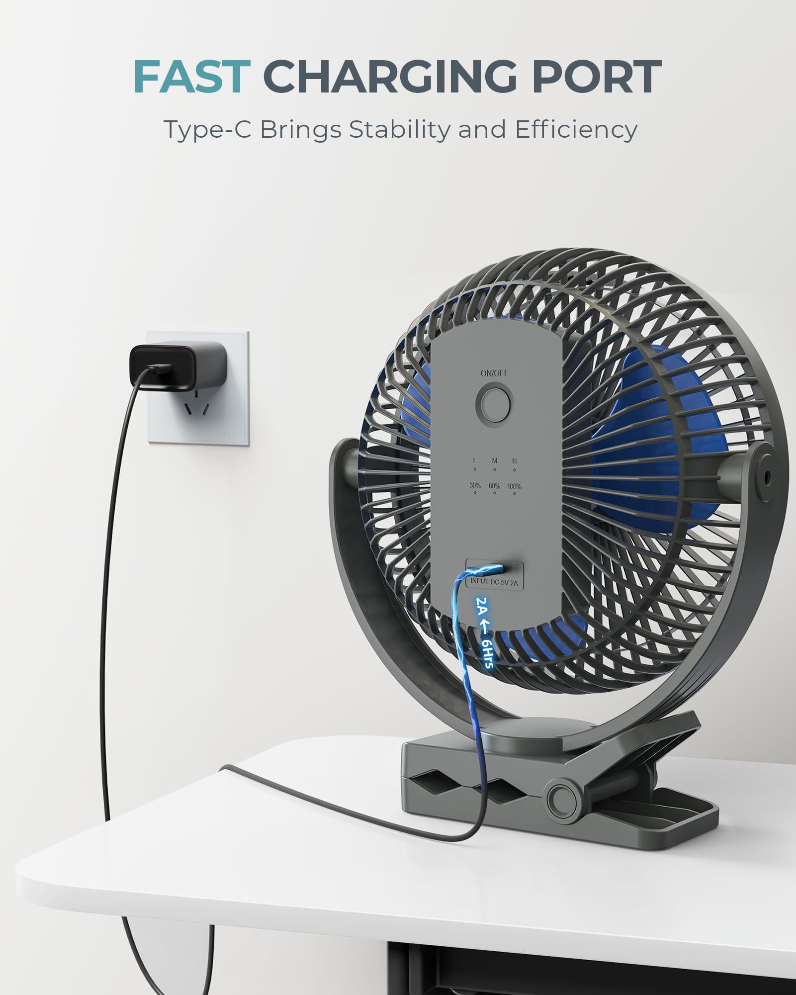 Xasla quiet 8-inch fan, bedside-friendly for undisturbed sleep.