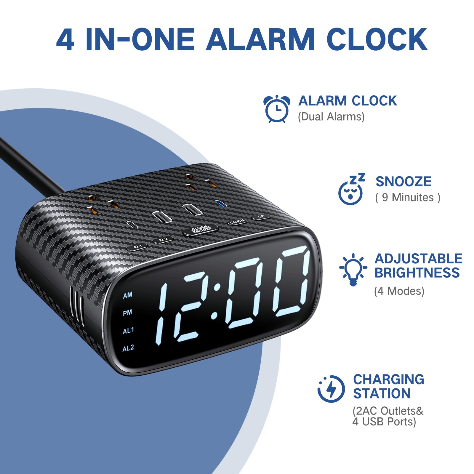 XBA dual-alarm display for weekday and weekend schedules.
