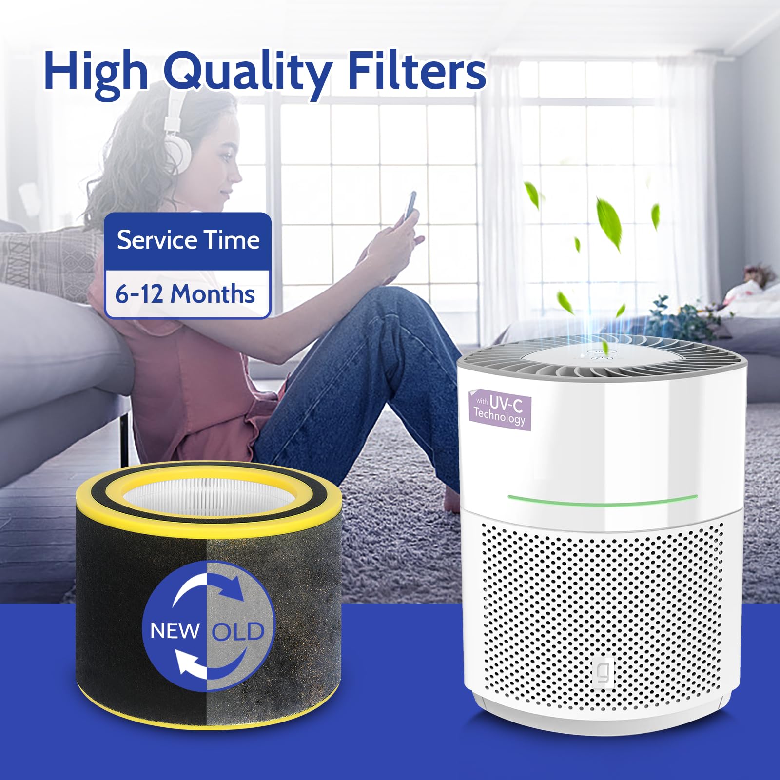 XBGG AC3000W compatible models label confirms wide purifier compatibility.
