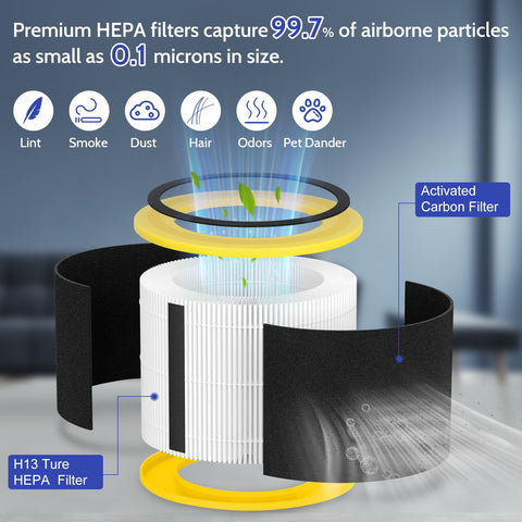 XBGG AC3000W HEPA filter close-up shows dense pleats for efficiency.