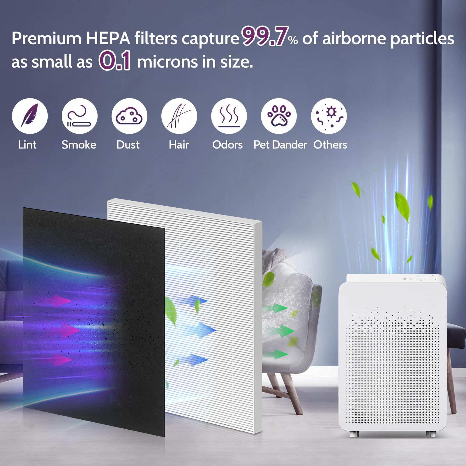 Activated carbon layer visible in XBGG C545 filter for odor control.