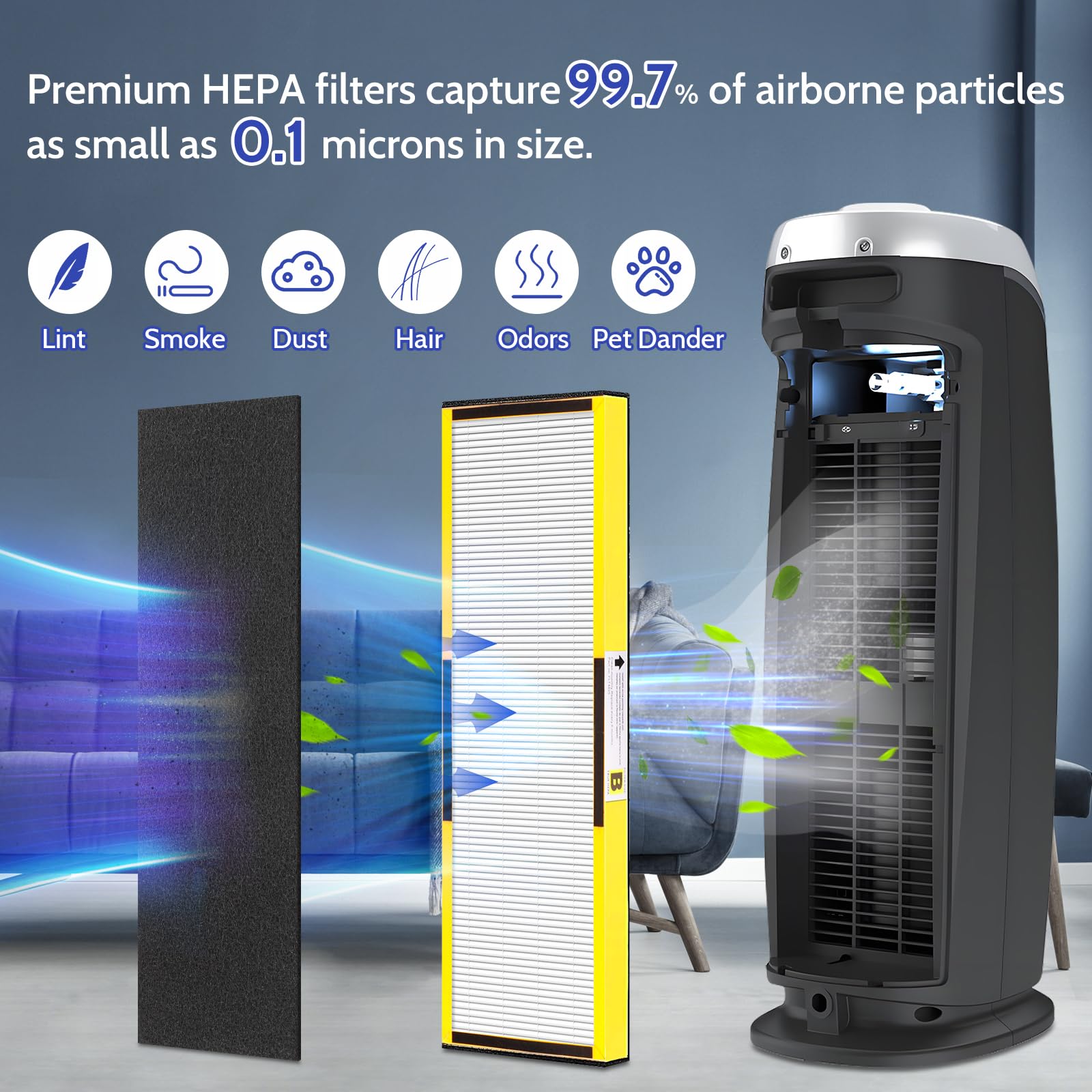 XBGG FLT4825 carbon pre-filter pack helps neutralize odors in rooms.