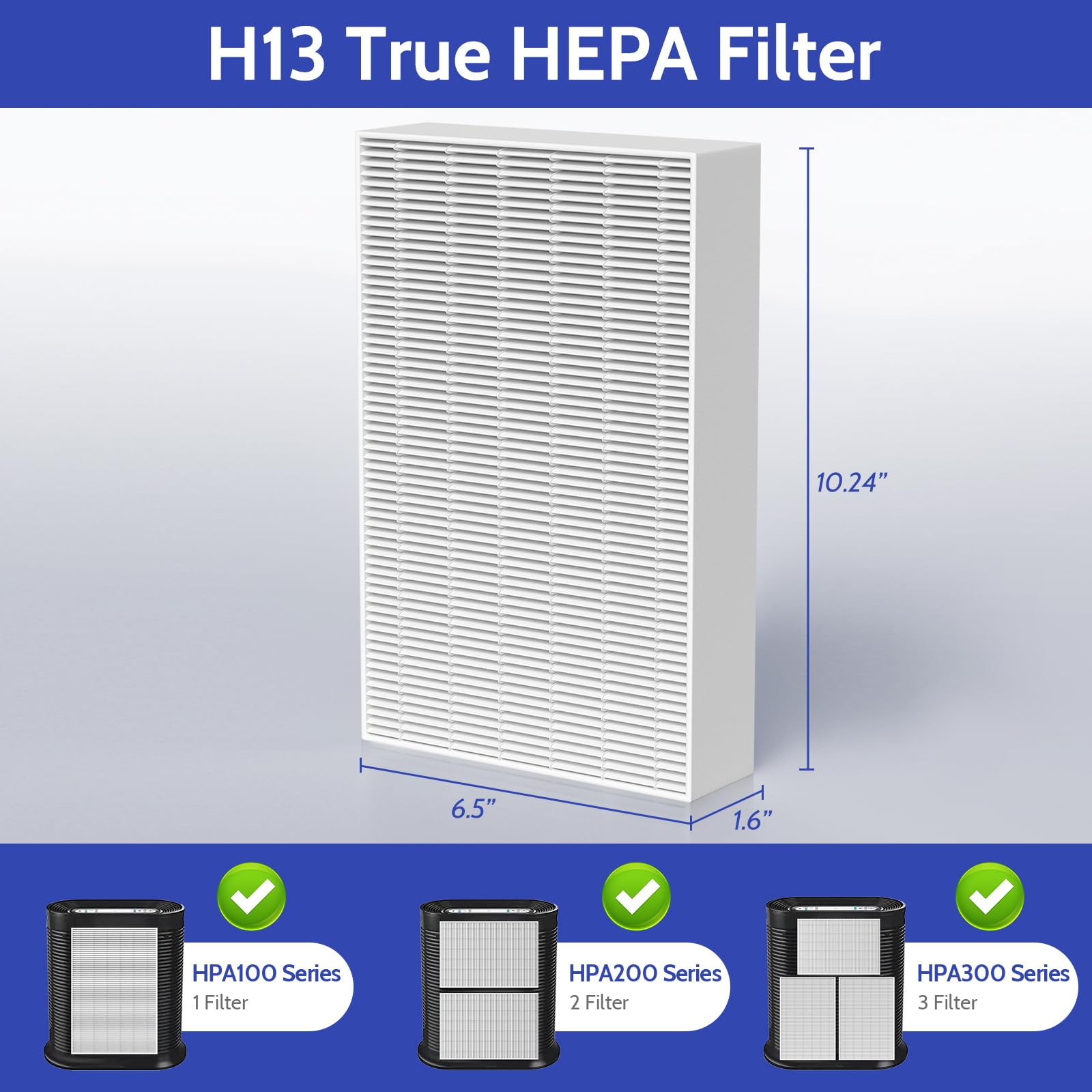 XBGG HPA300 true HEPA H13 performance targets tiny particles.