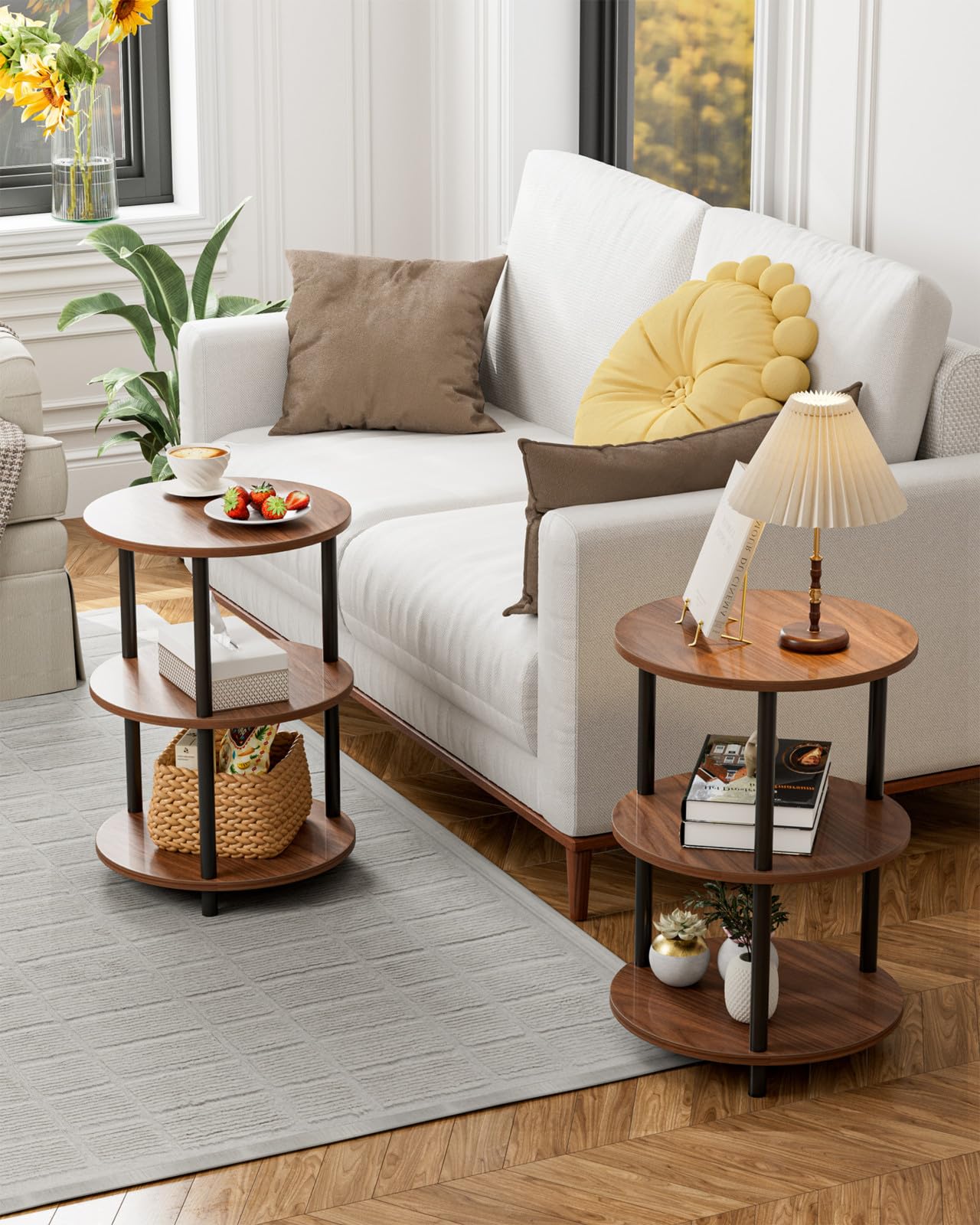 XBurmo Compact-design table serves as nightstand or living room accent.