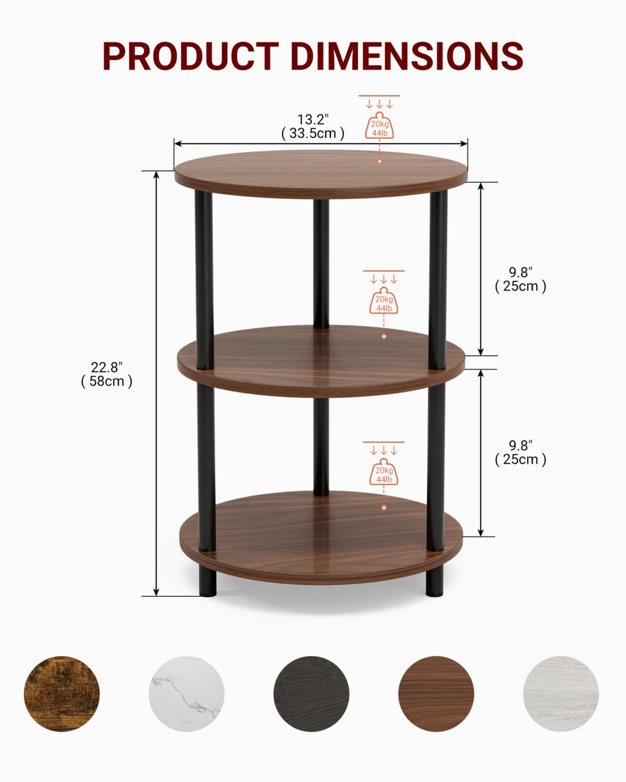 XBurmo Round Coffee Table diameter 13-2 inches ensures a compact fit in small rooms.