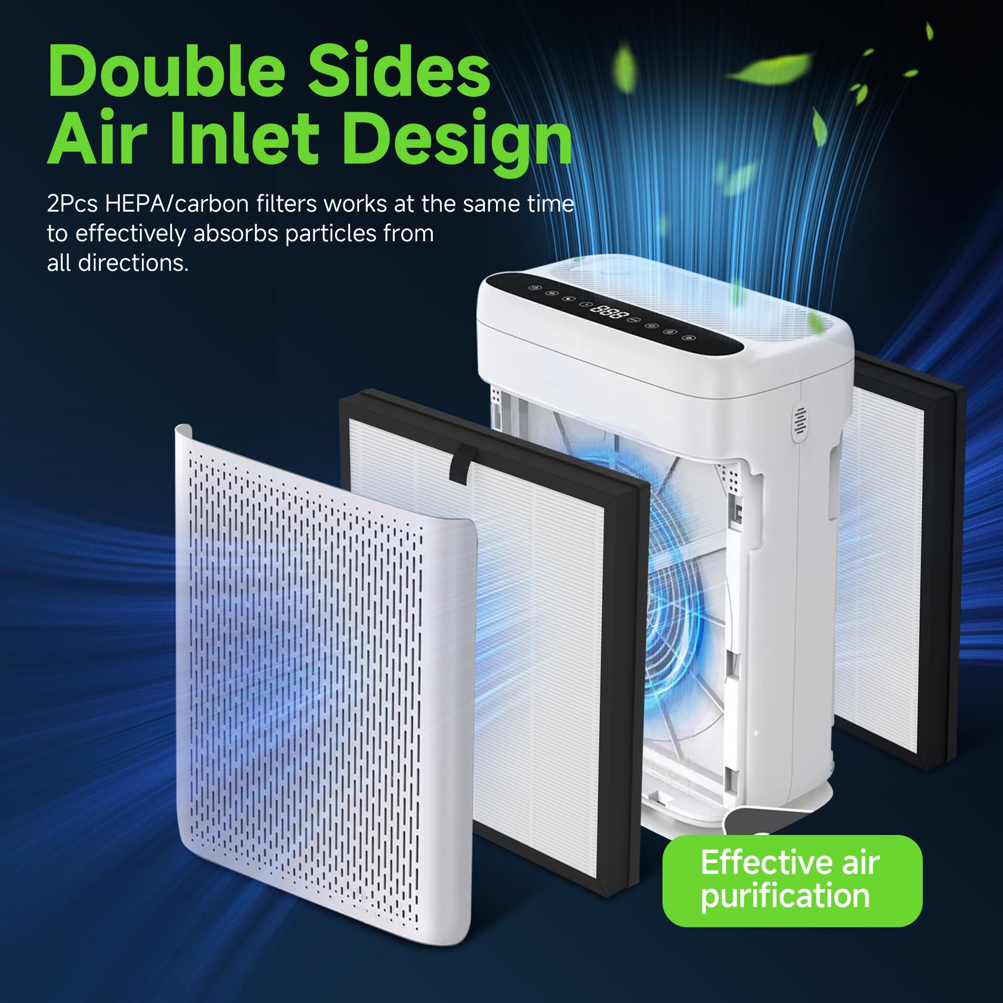 Premium filter layer captures smaller particles for cleaner air.