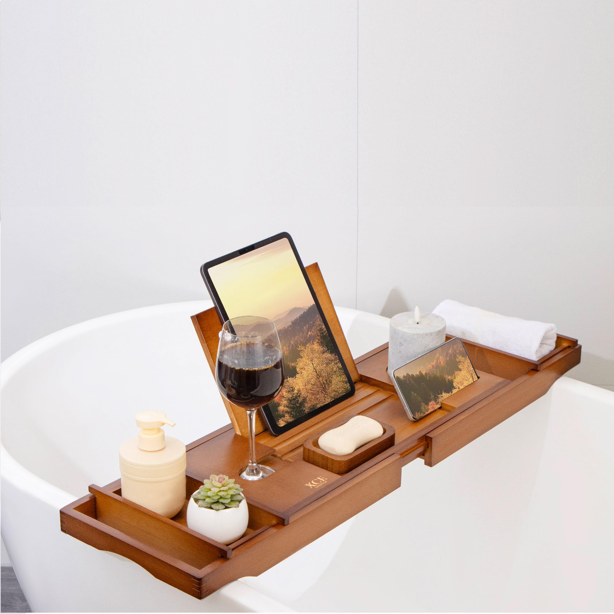 Elegant brown bamboo finish adds spa-like style to any bathroom.