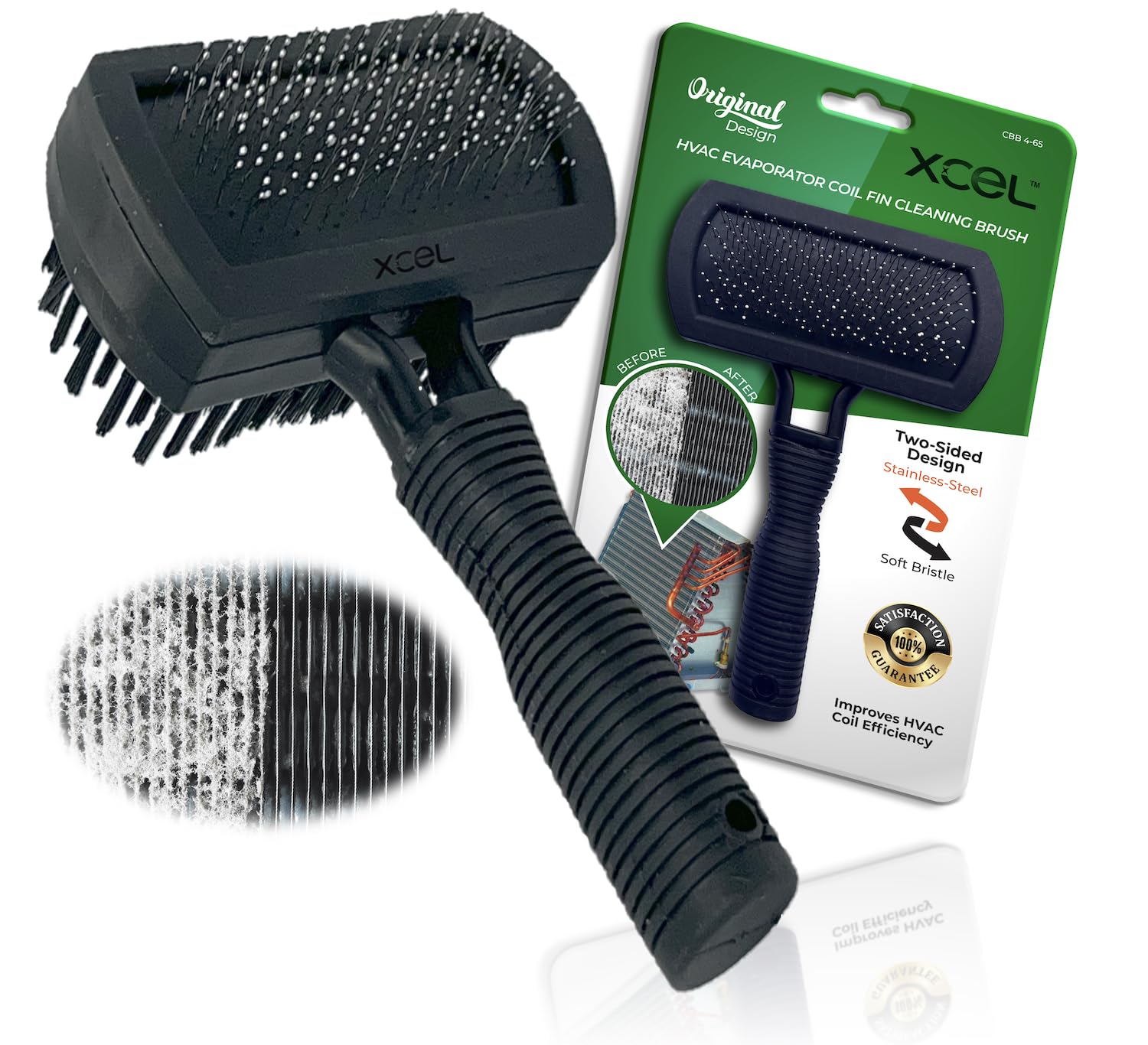 XCEL AC coil cleaning brush and fin comb double-sided for deep dirt removal between fins