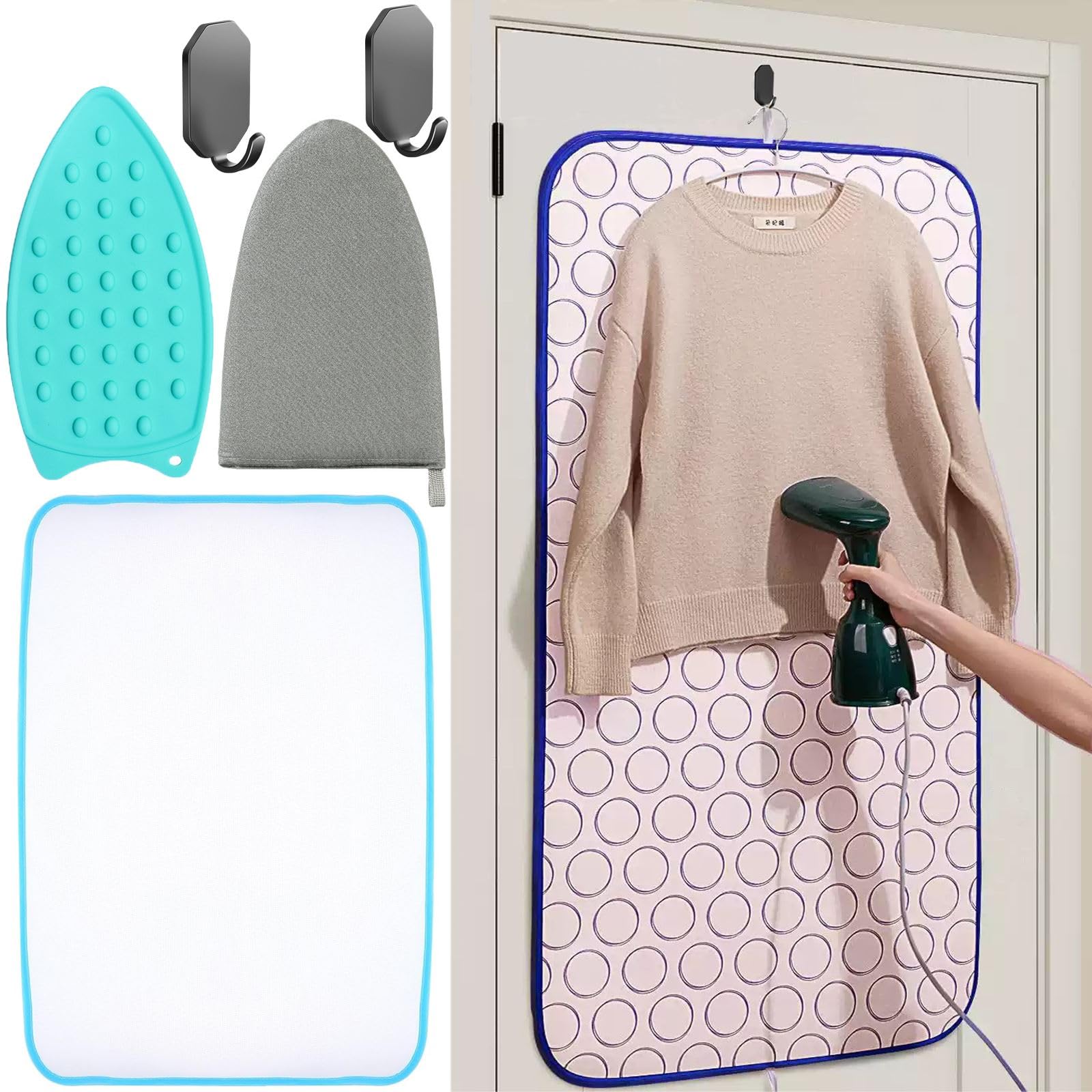 XDONEF portable ironing mat over the door for space-saving ironing.