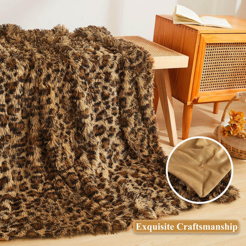 XeGe leopard print faux fur on bed adds cozy decor