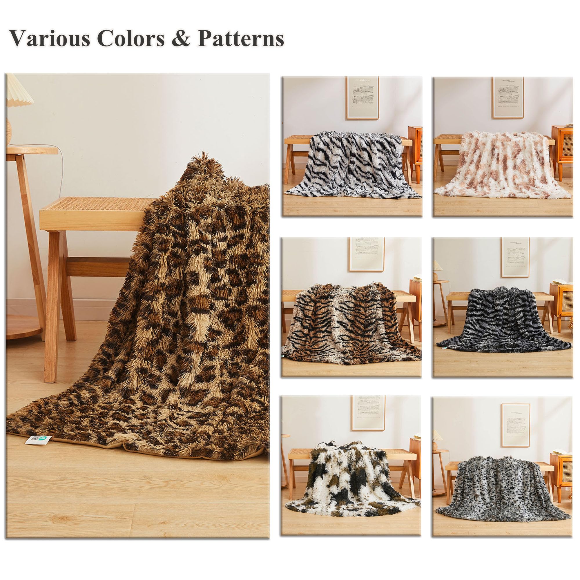 XeGe leopard throw draped on sofa adds luxurious comfort
