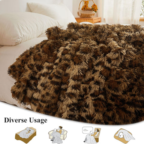 XeGe luxury leopard throw folded to 50x60 inches for compact storage