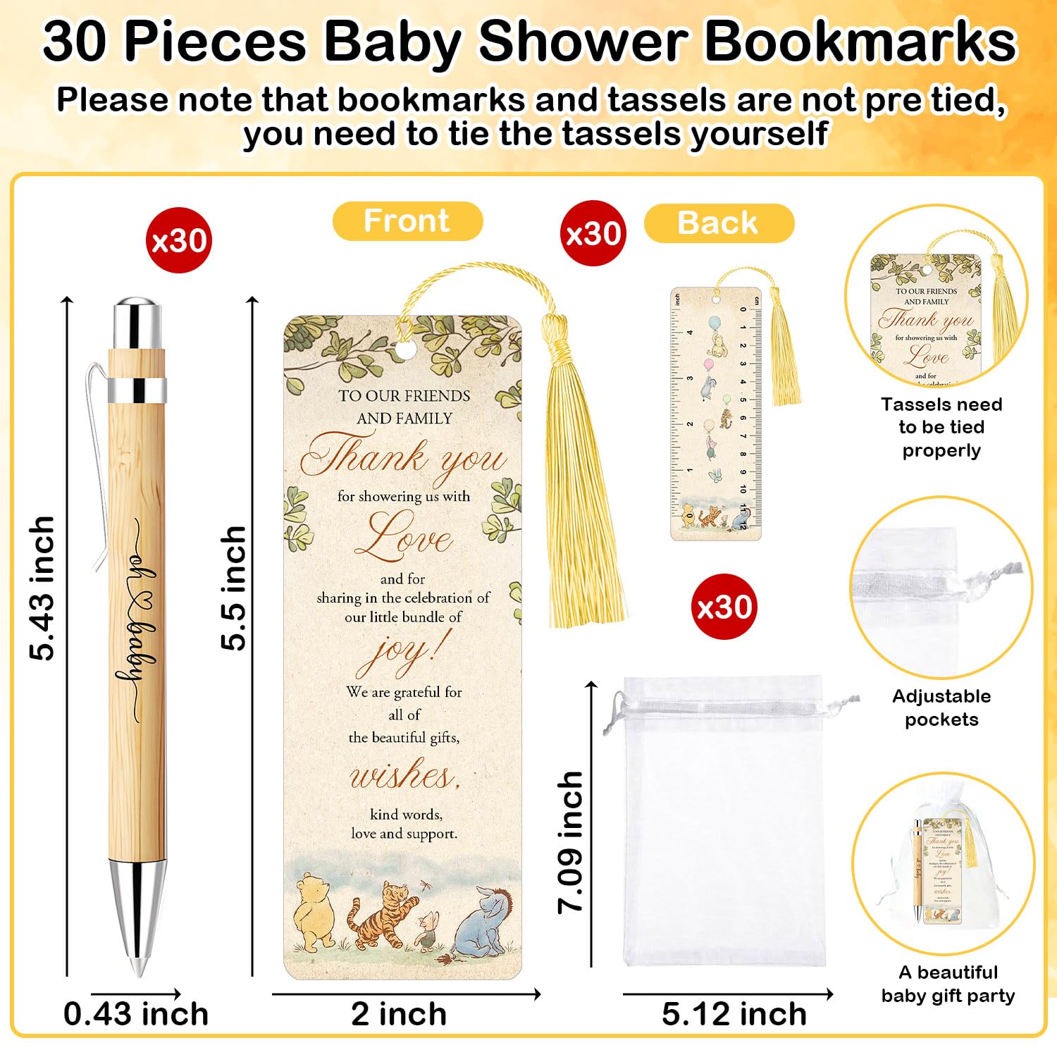 Xendelow Winnie thank you bookmarks with matching art for keepsakes.