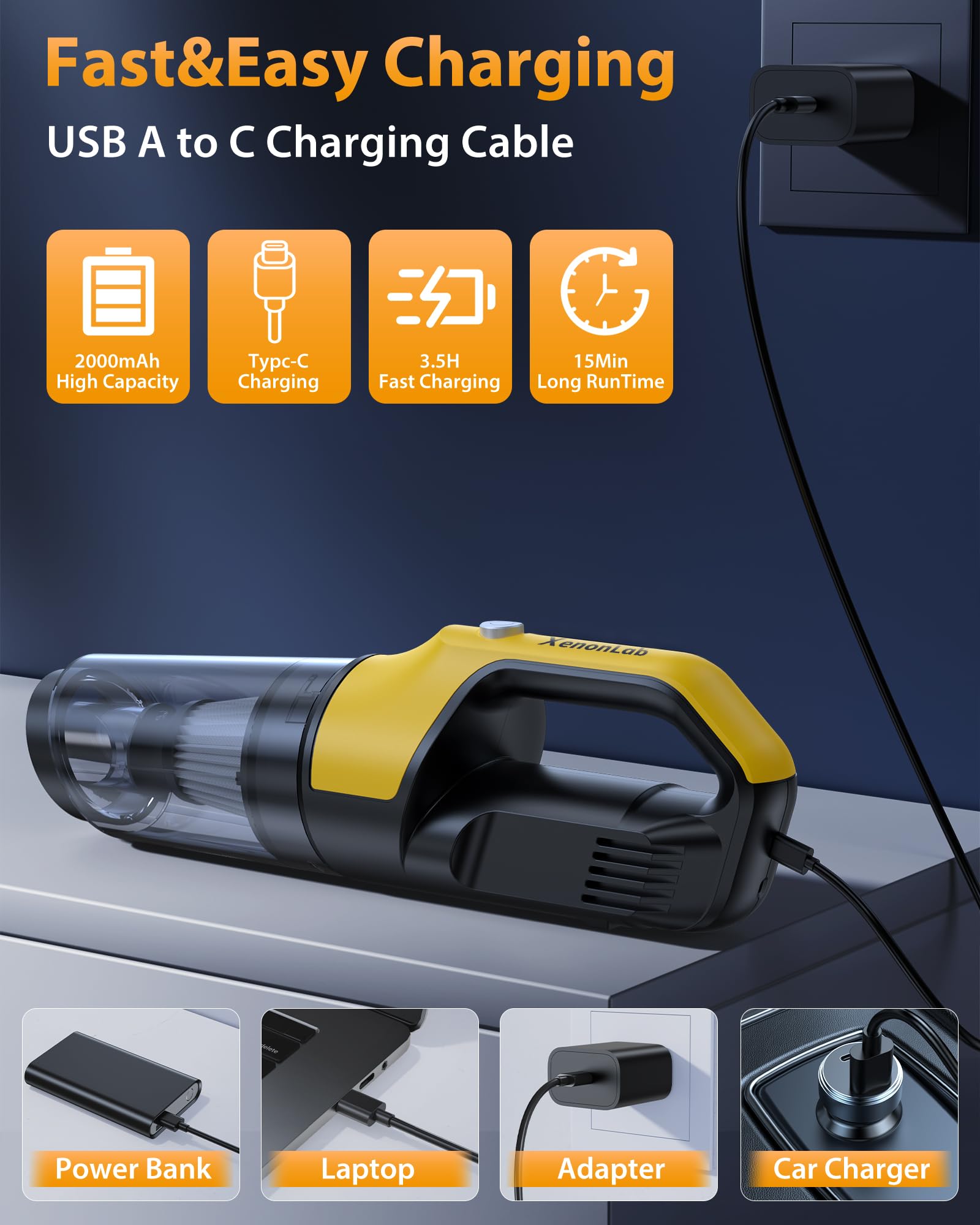 XenonLab USB-C charging for convenient charging anywhere