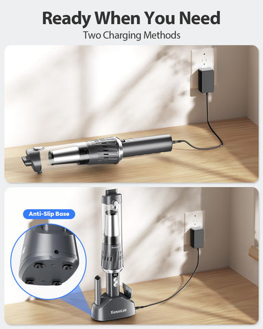 XenonLab handheld vacuum silver car-home-pet use in various spaces.