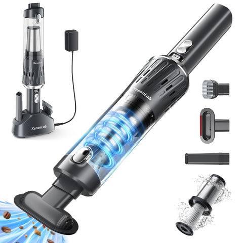 XenonLab handheld vacuum silver compact design for easy handling.