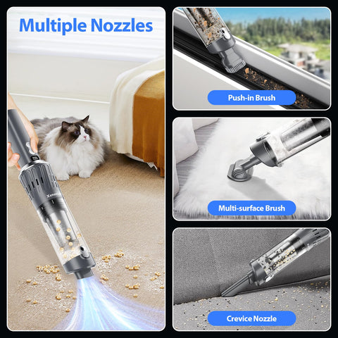 XenonLab handheld vacuum silver HEPA filter shown for trapping fine dust.