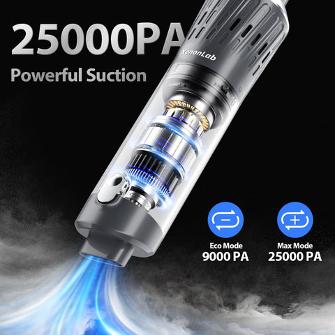 XenonLab handheld vacuum silver with multi-surface nozzles for versatile cleaning.