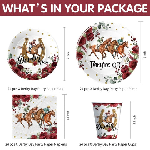 Xenorik Derby Day dessert plates with horse and rose designs for celebration