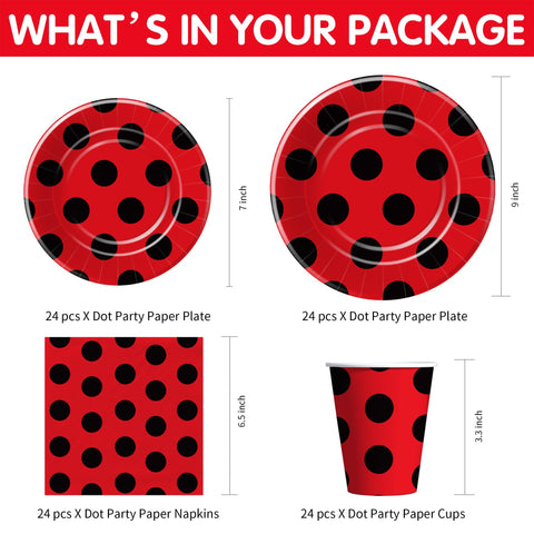 Xenorik ladybug cups, 24 count, durable and spill-friendly for lively birthday celebrations.