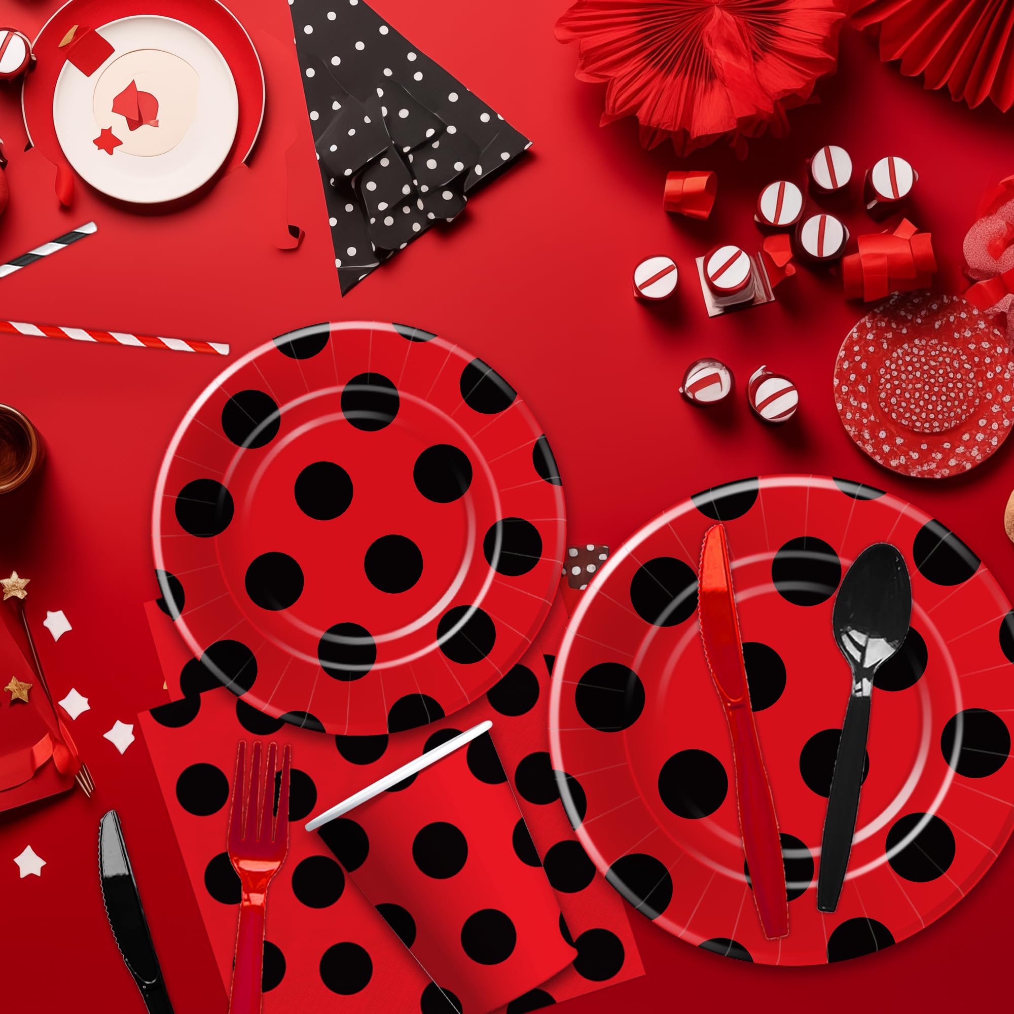 Xenorik polka dot tablecloths coordinate with all decor themes.