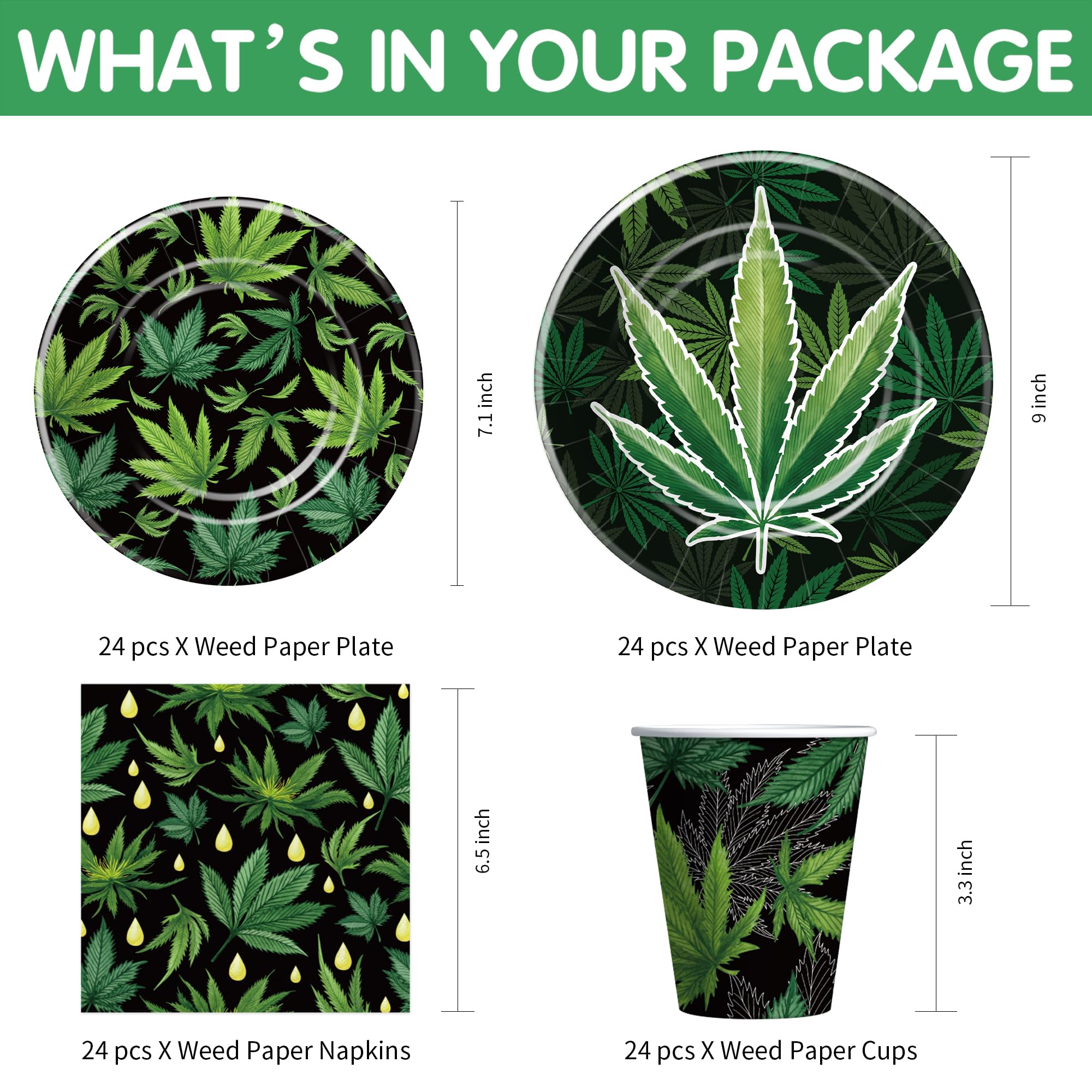 Xenorik weed dinner plates 9inch showcase vibrant leaves for a themed feast