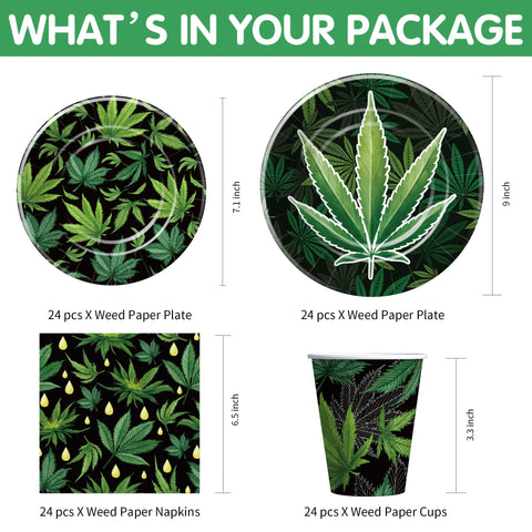 Xenorik weed dinner plates 9inch showcase vibrant leaves for a themed feast