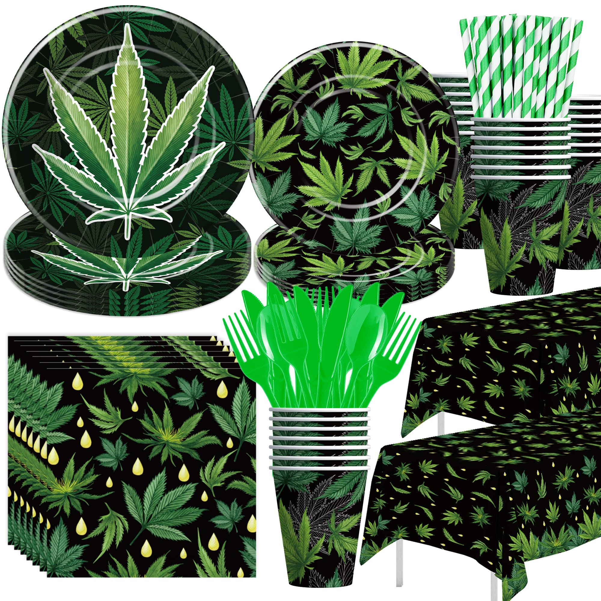 Xenorik weed tablecloth with leafy design enhances party cohesion
