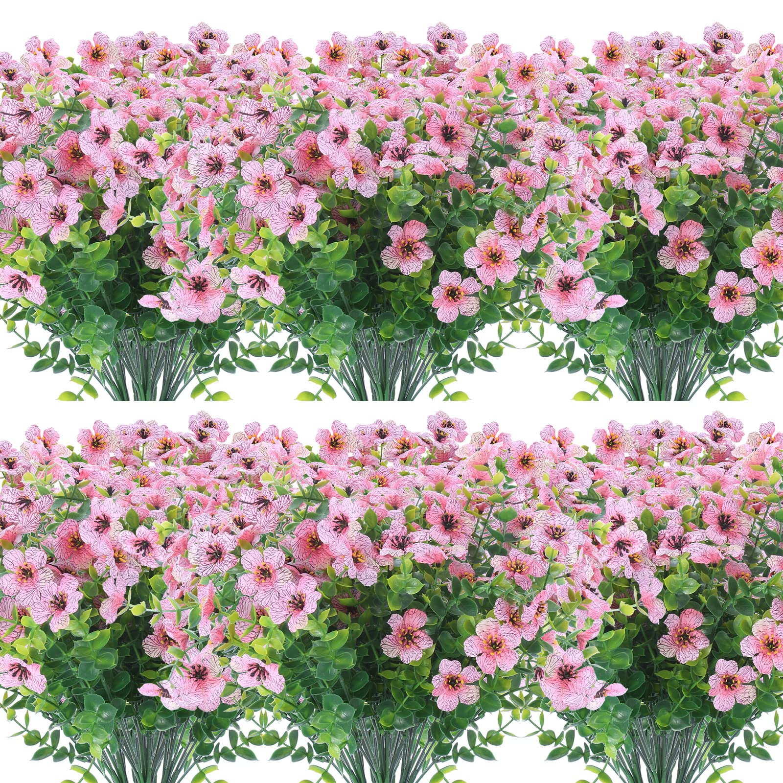 XEOLIAN 12-bundle pink artificial flowers endure outdoor sun with lasting color